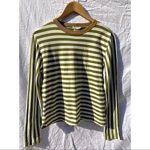 Dries Van Noten Green Striped Long Sleeve Shirt